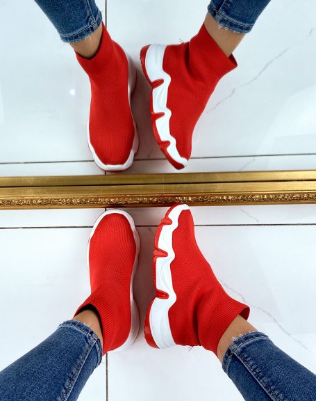Baskets chaussette rouge