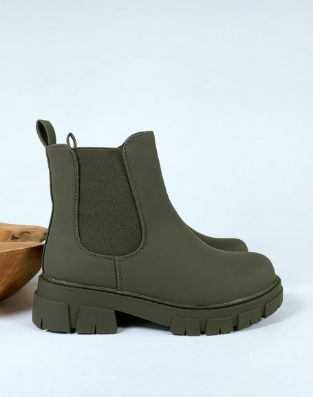 Bottines kaki style chelsea boots