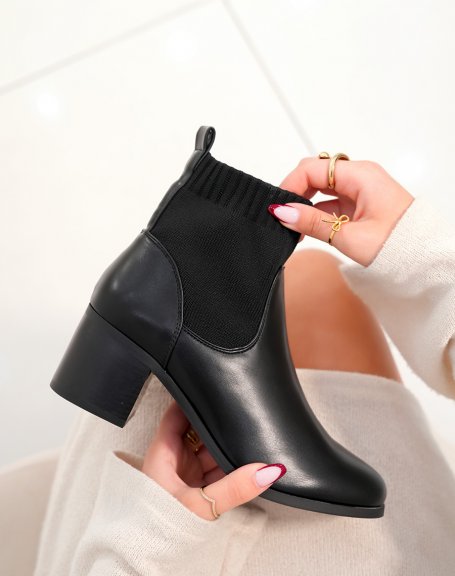 Bottines Noires  Talons Effet Chaussette - L'Essentiel Confortable pour Toute Occasion