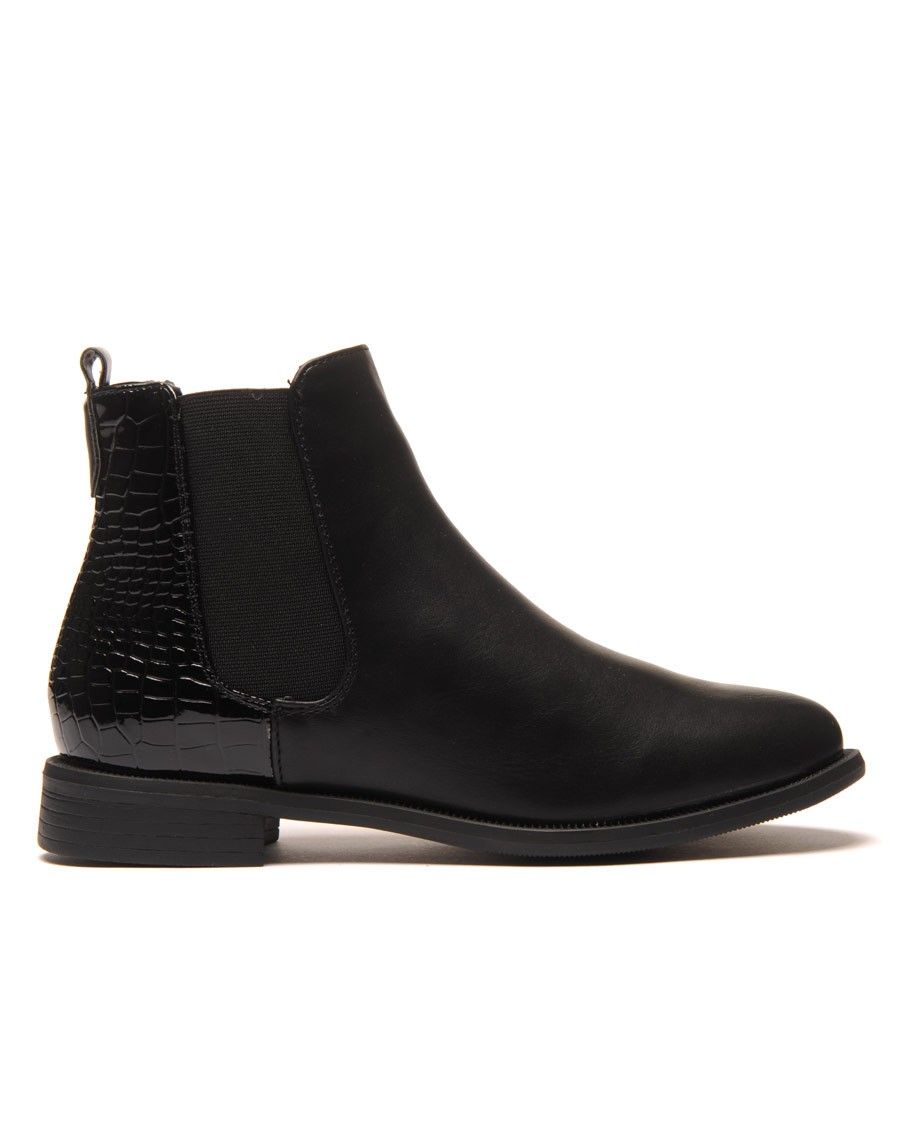 Chelsea boots noire imprimé python 