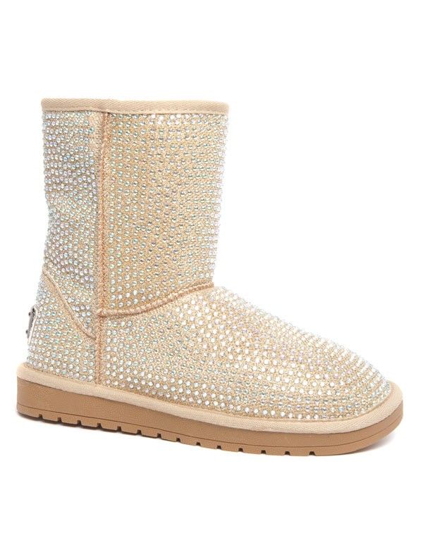 Bottes hiver ICE Queen or à strass doublure fourrure