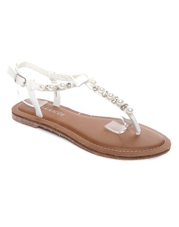 Chaussure femme Bellucci: Sandale à perle blanche