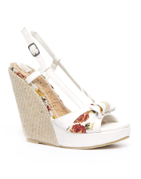 Chaussure femme Bellucci: Sandale compensée blanche