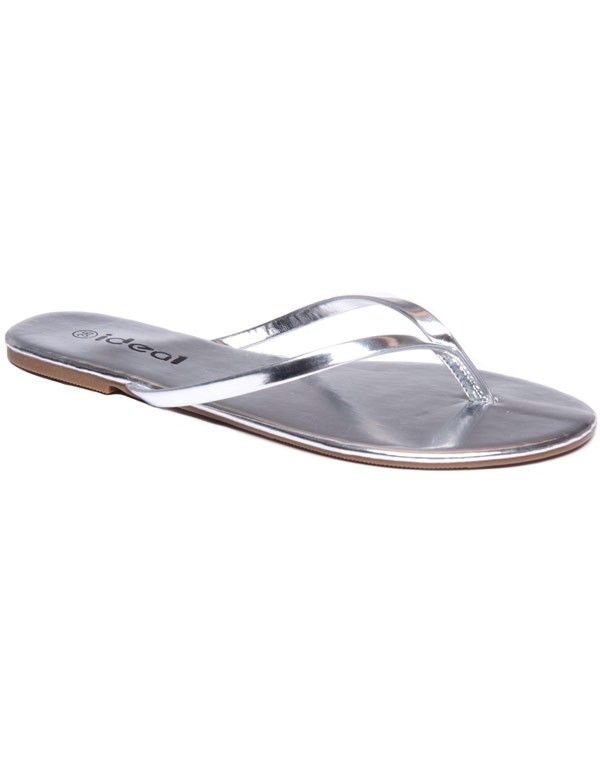 Chaussure femme Ideal: Tong argent