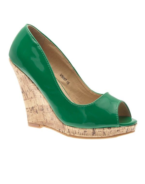 Chaussure femme Like Style, Escarpin compensé vert