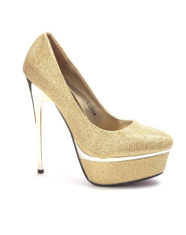 Chaussure femme Style Shoes: Escarpin brillant or