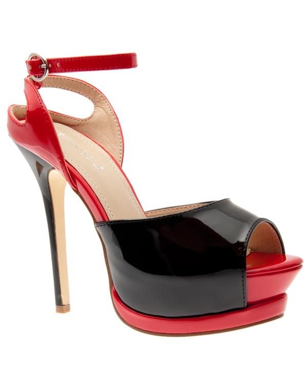 Chaussures femme pas cher escarpin noir et rouge