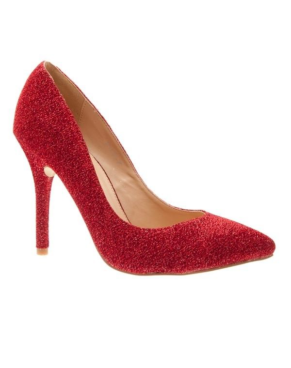Chaussures femme escarpin pailleté rouge