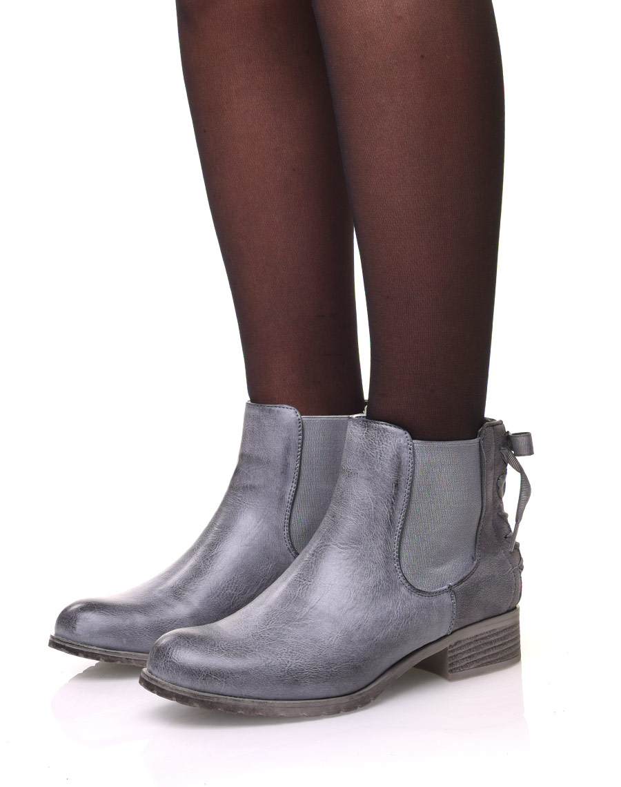 Chelsea Boots grises à nœuds