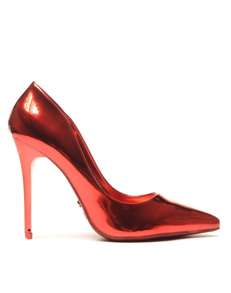 Escarpin rouge métallisé. Chaussure femme pas cher