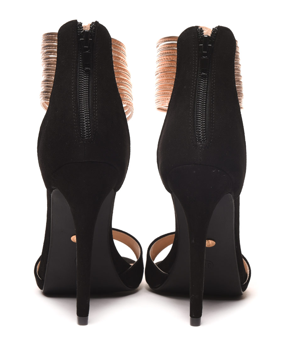 Chaussure femme : Escarpins noirs bicolores avec fermeture arrière