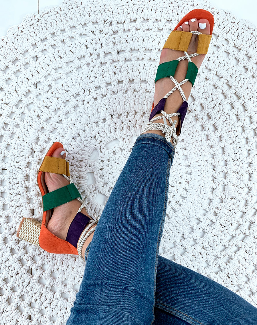 Sandales à talons multicolore