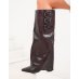 Bottes bordeaux effet dlav  talon carr et bout pointu